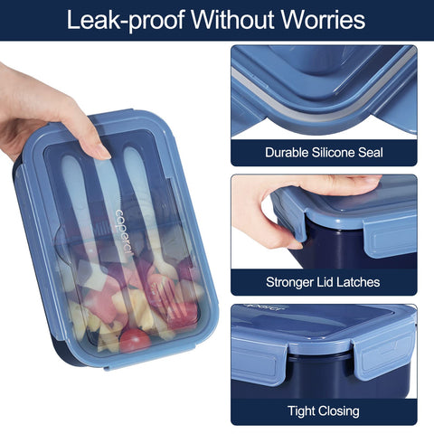 Caperci lonchera con utensilios integrados reutilizables para comer fuera de casa.