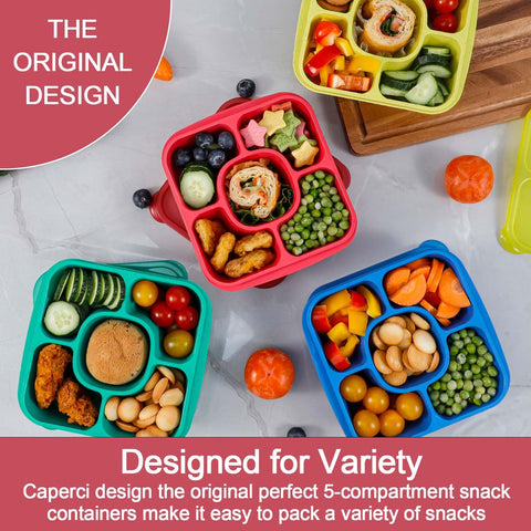 Caperci Original Bento en colores diferentes facilita porciones variadas para meriendas.