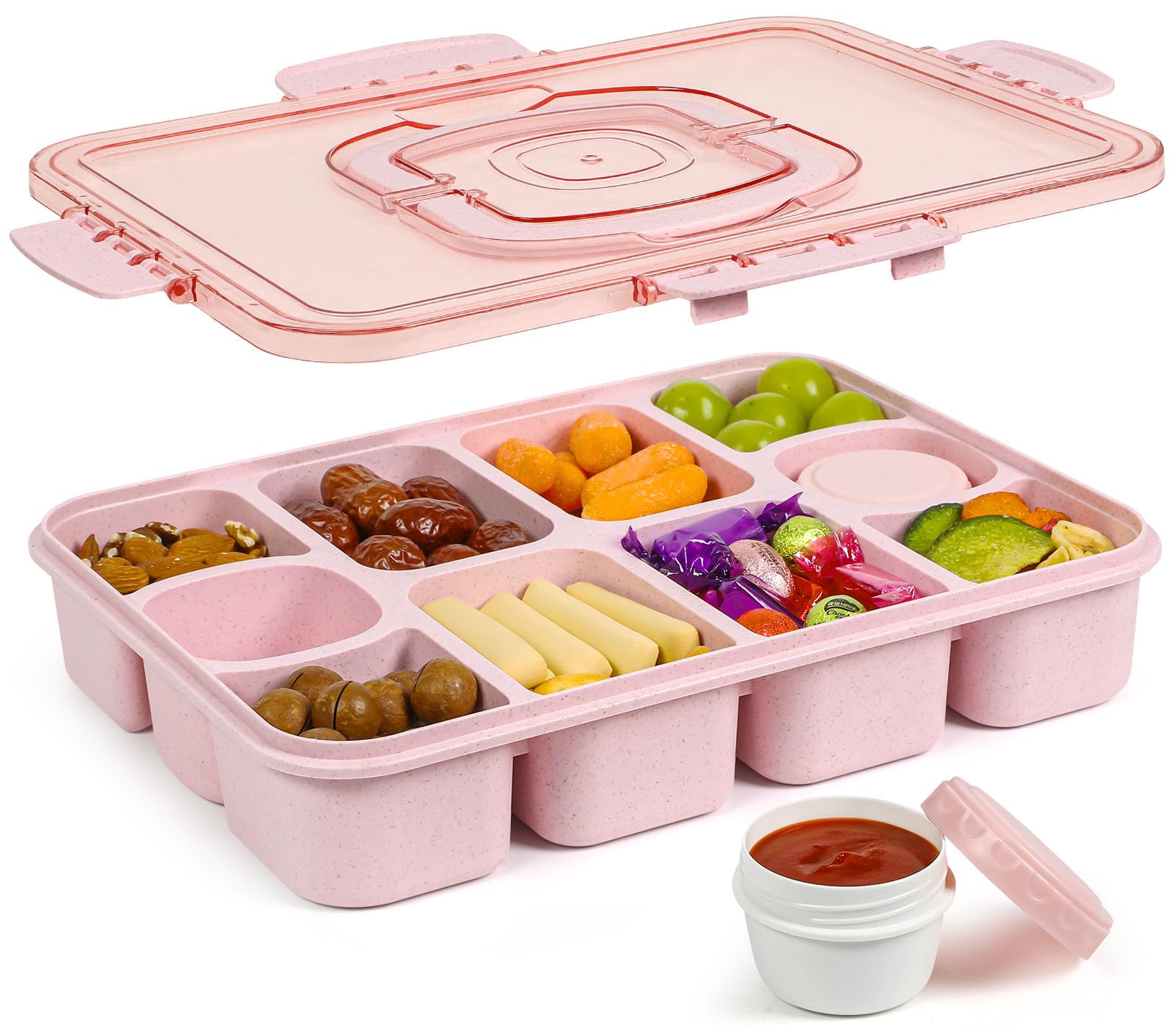 Caperci Snackle Box grande con tapa para meriendas ordenadas.