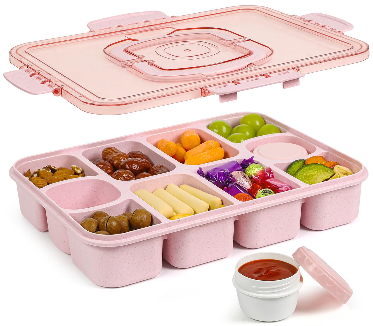 Caperci Snackle Box grande con tapa para meriendas ordenadas.