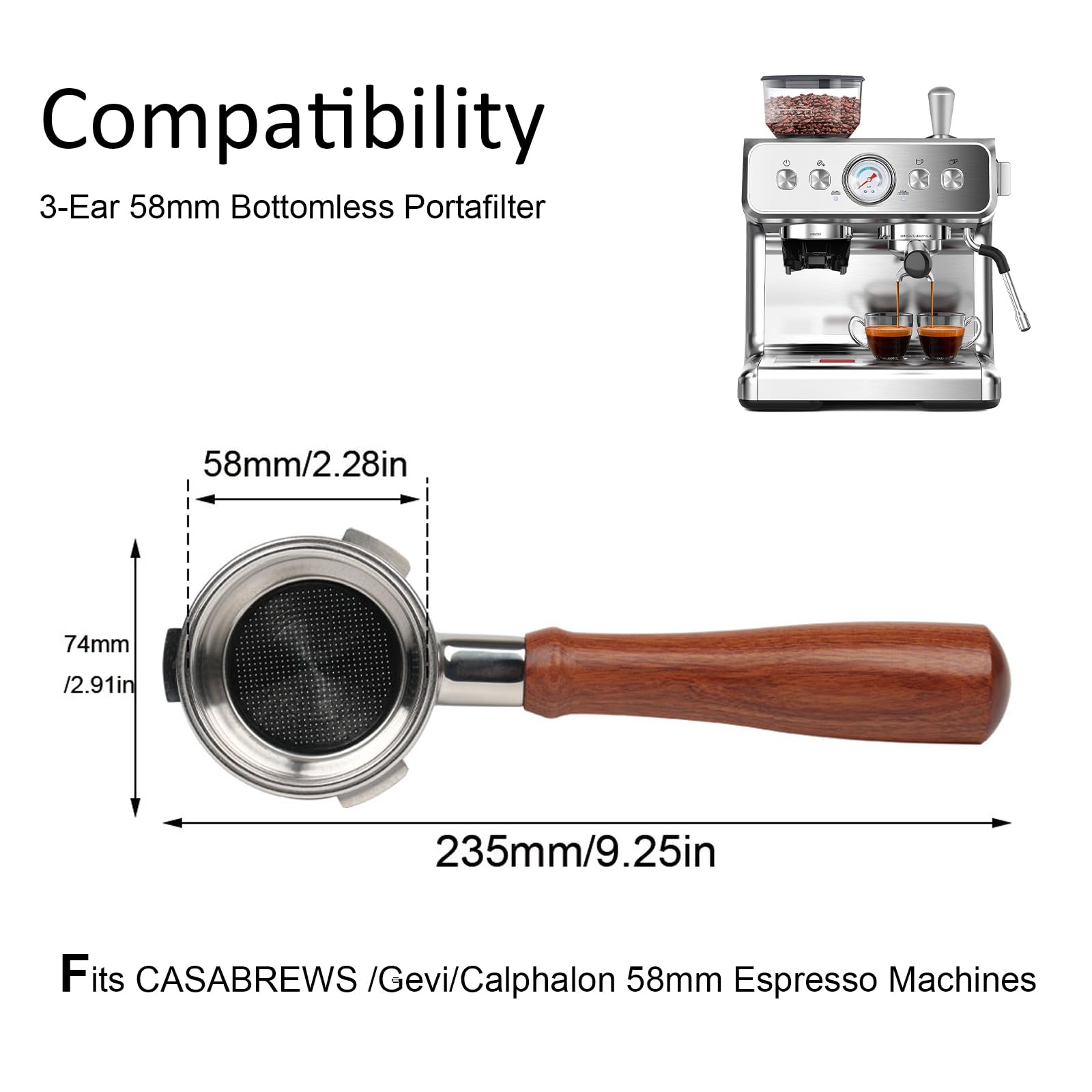 CAPFEI compatibilidad CASABREWS 5700Gense 58mm para uso versátil.