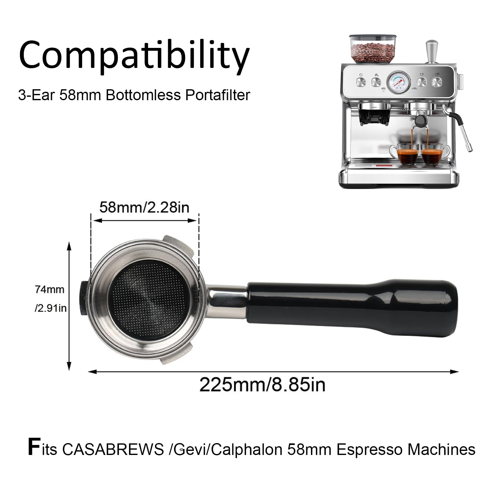 CAPFEI portafiltro 58mm compatible Barsetto, mejora precisión de la extracción.