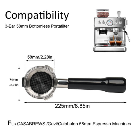 CAPFEI portafiltro 58mm compatible Barsetto, mejora precisión de la extracción.