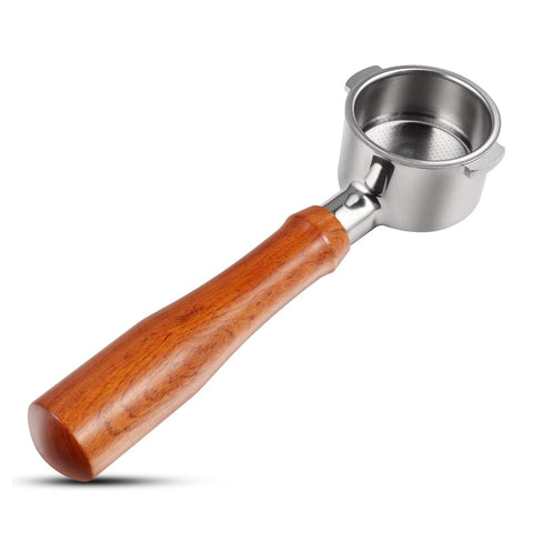 CAPFEI portafiltro sin fondo con dos orejas y mango de madera para café expreso