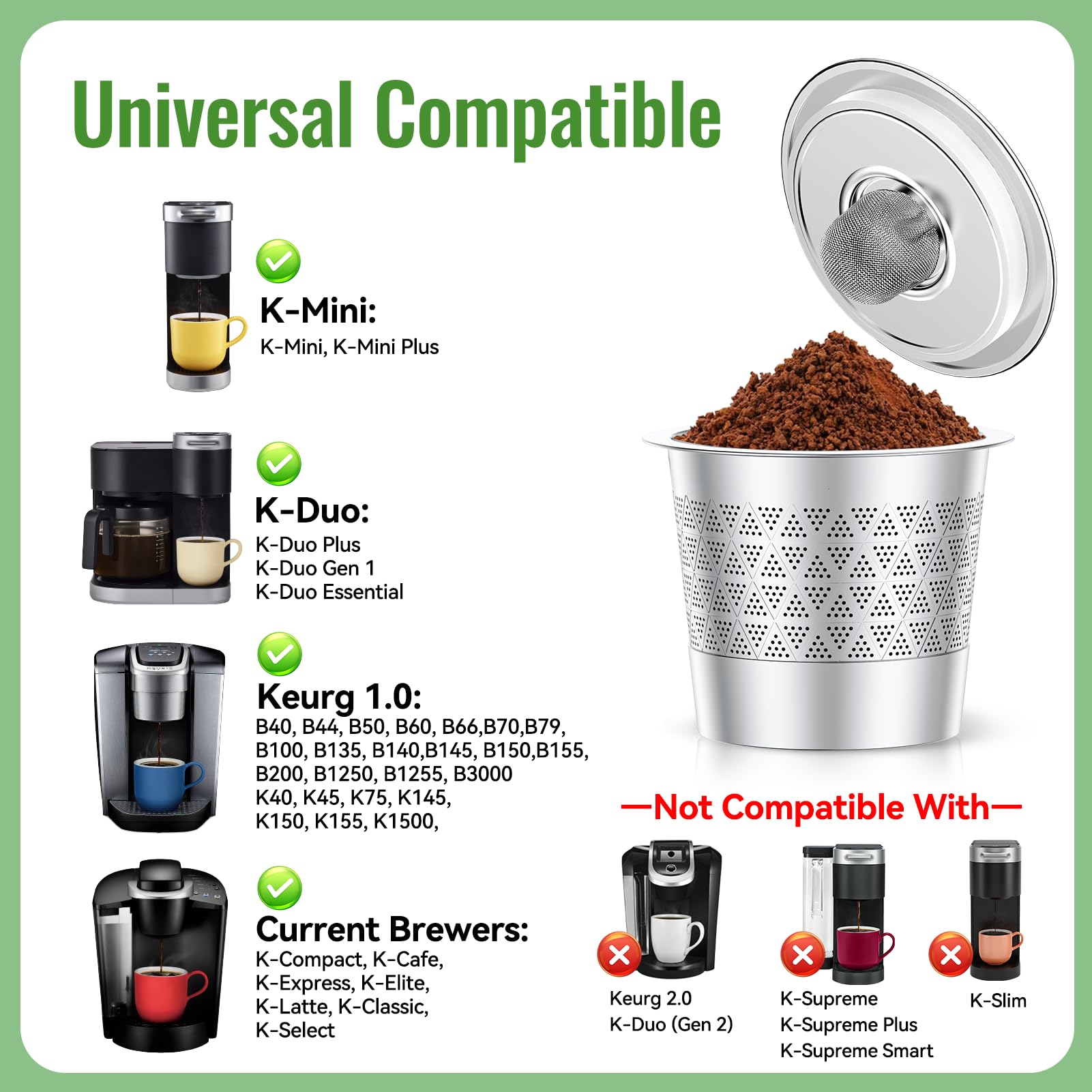 CAPMESSO cápsulas de acero inoxidable sin BPA, seguras y resistentes al calor.