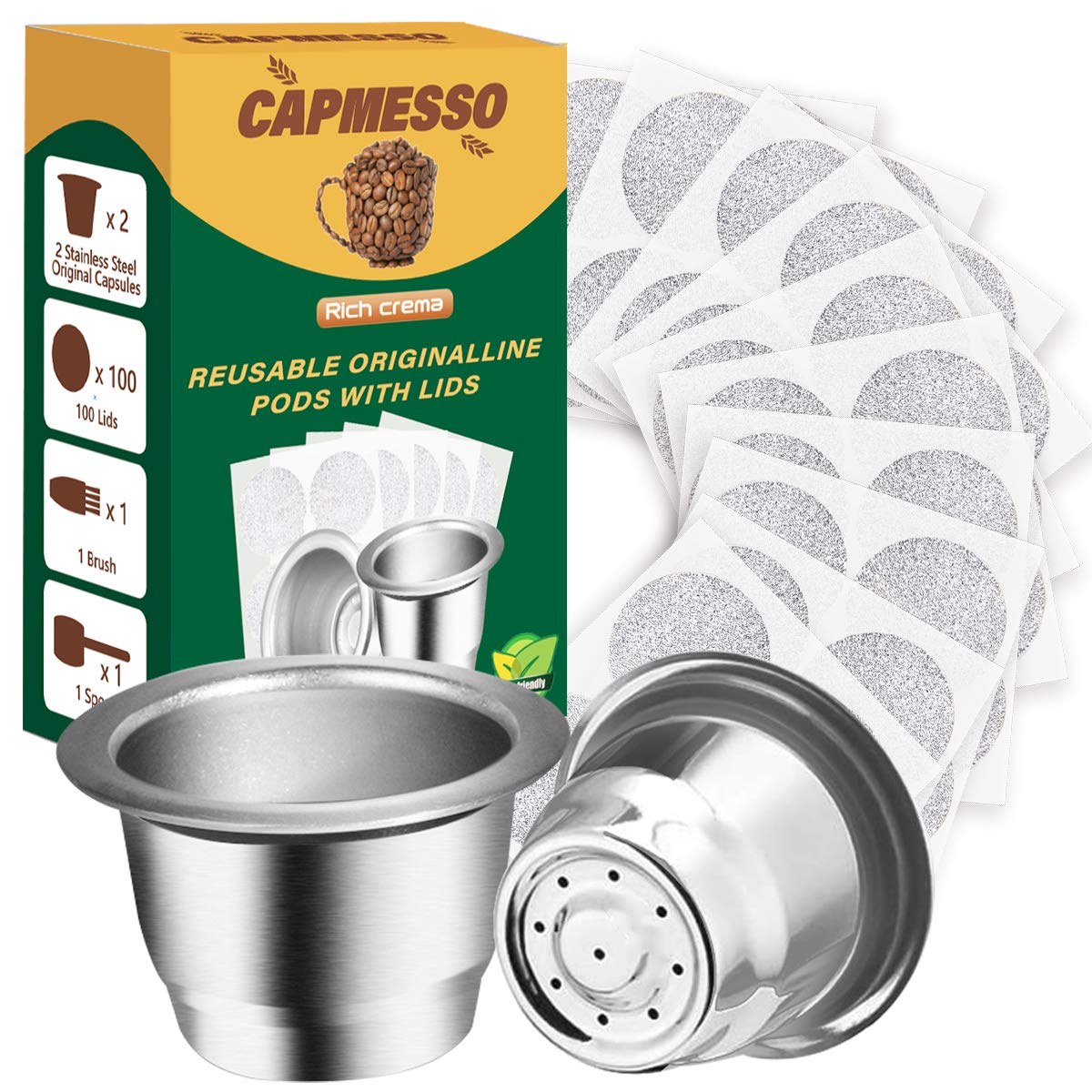 CAPMESSO cápsulas reutilizables para Nespresso Originalline con crema rica