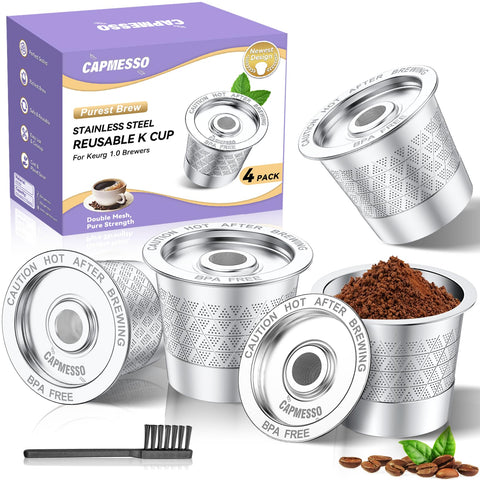 CAPMESSO cápsulas K reutilizables para Keurig en acero inoxidable y duraderas.