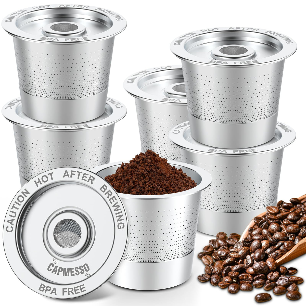 CAPMESSO K-Cup de acero inoxidable reutilizable para Keurig 1.0, ahorro de desechos.