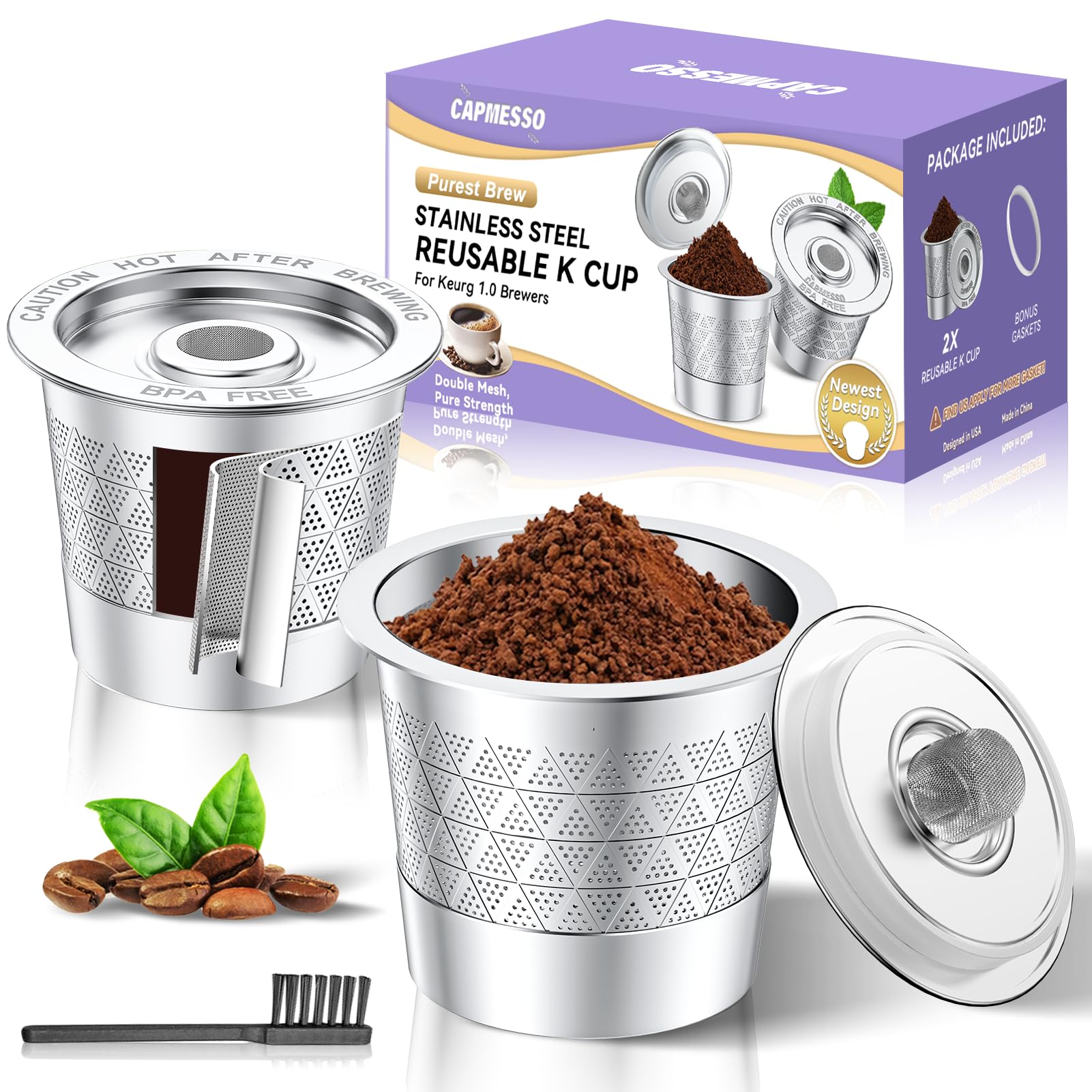 CAPMESSO K-Cup reutilizable, compatibilidad amplia para Keurig, ahorro y sostenibilidad.
