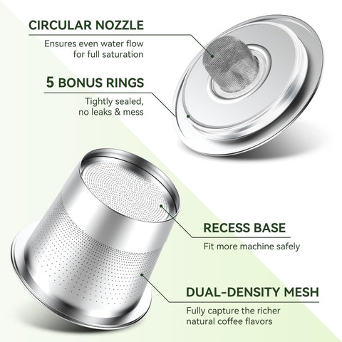 CAPMESSO K-Cup con sello de silicona anticontaminación para evitar fugas.
