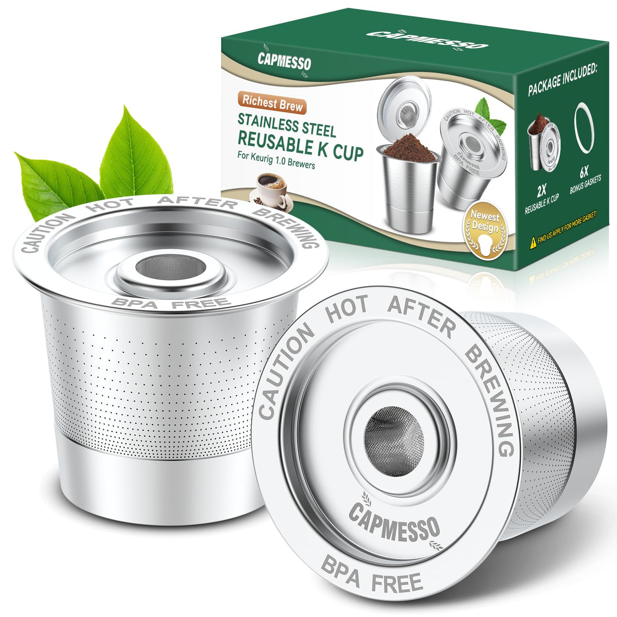 CAPMESSO taza reutilizable tipo K para Keurig 1.0, compatible y fácil de usar.