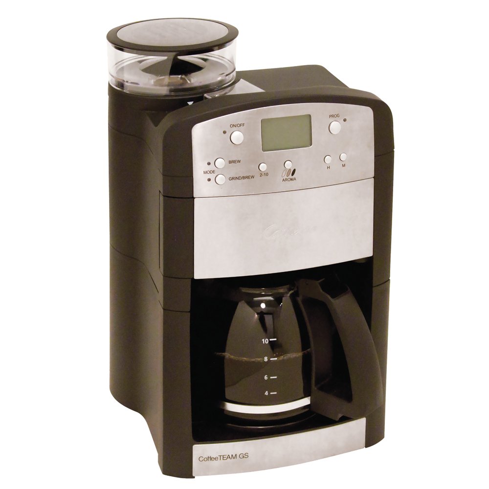 Capresso CoffeeTeam GS con molinillo cónico, mejora aroma gracias a la molienda lenta.