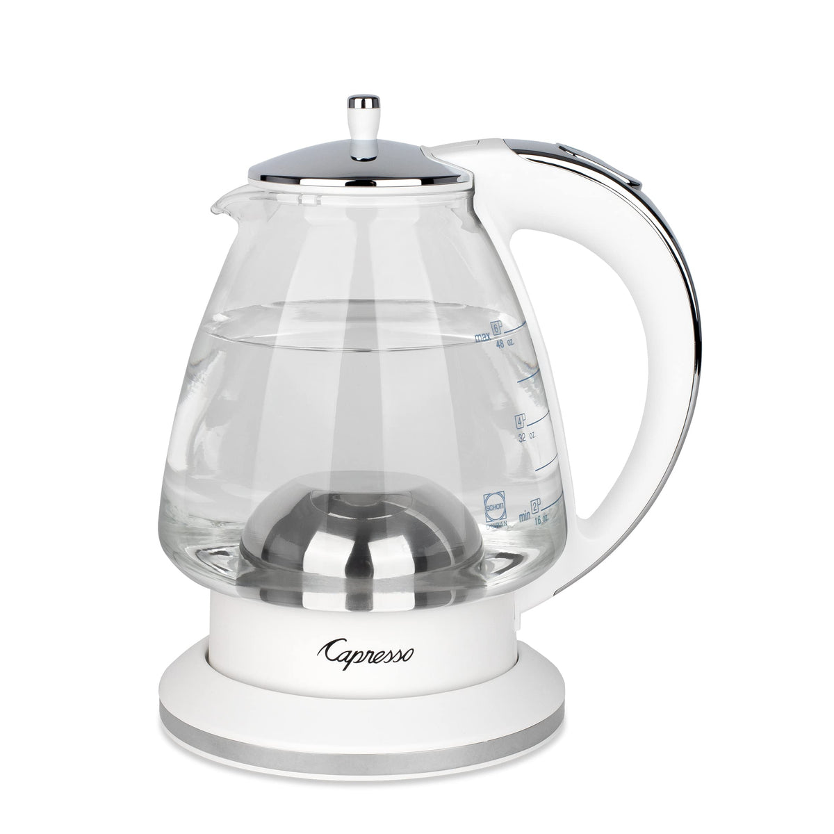 Capresso H2O Glass Tetera de cristal, visualiza el nivel de agua para preparar té.