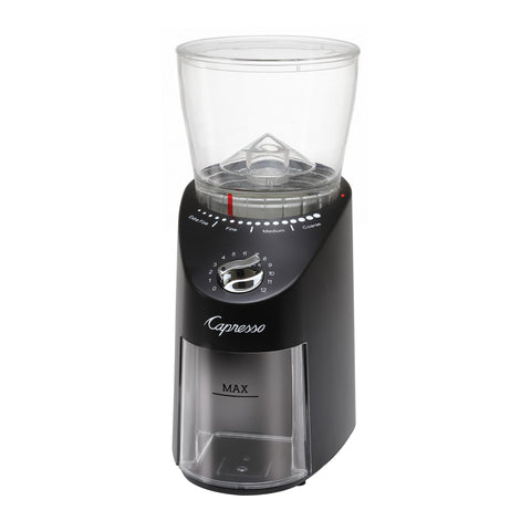 Capresso Infinity Plus, motor-reduccion-engranes, menor fricción para preservar aroma.