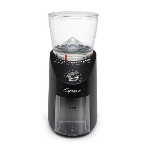 Capresso Infinity Plus, pausa-momento, molienda intermitente para mayor control.