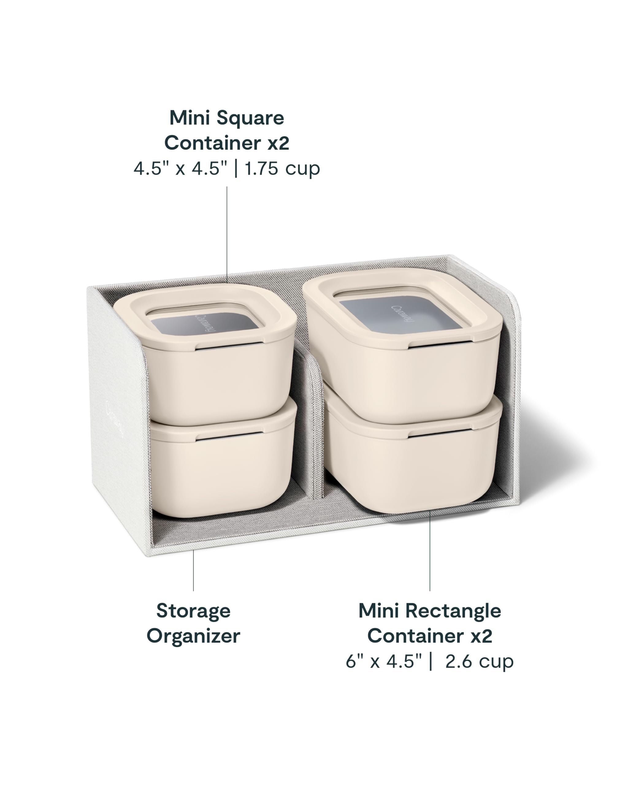 Caraway mini tapas selladas con silicona para frescura duradera.