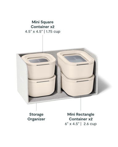 Caraway mini tapas selladas con silicona para frescura duradera.