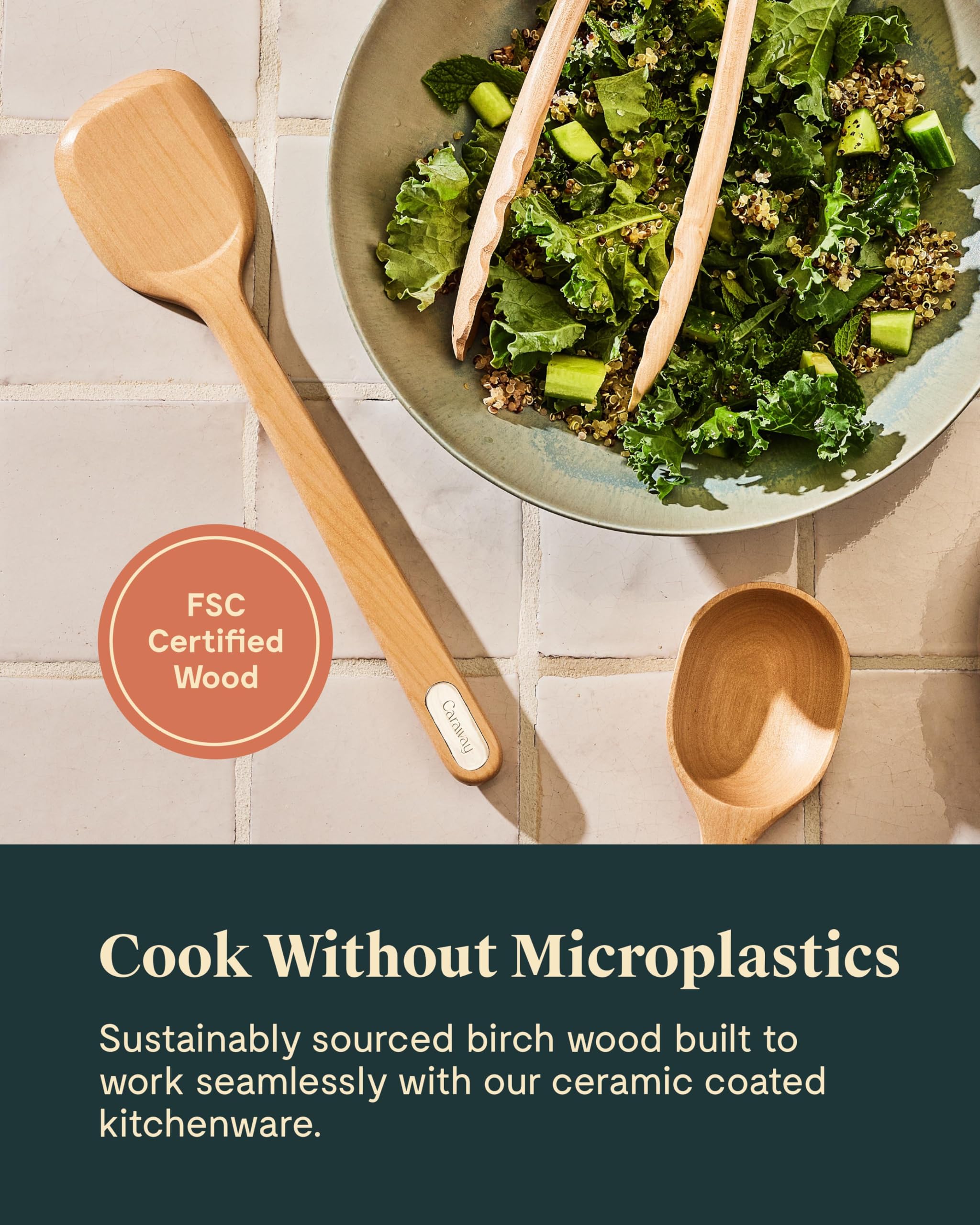 Servidor de madera Caraway, perfecto para servir platos sin raspar ollas.