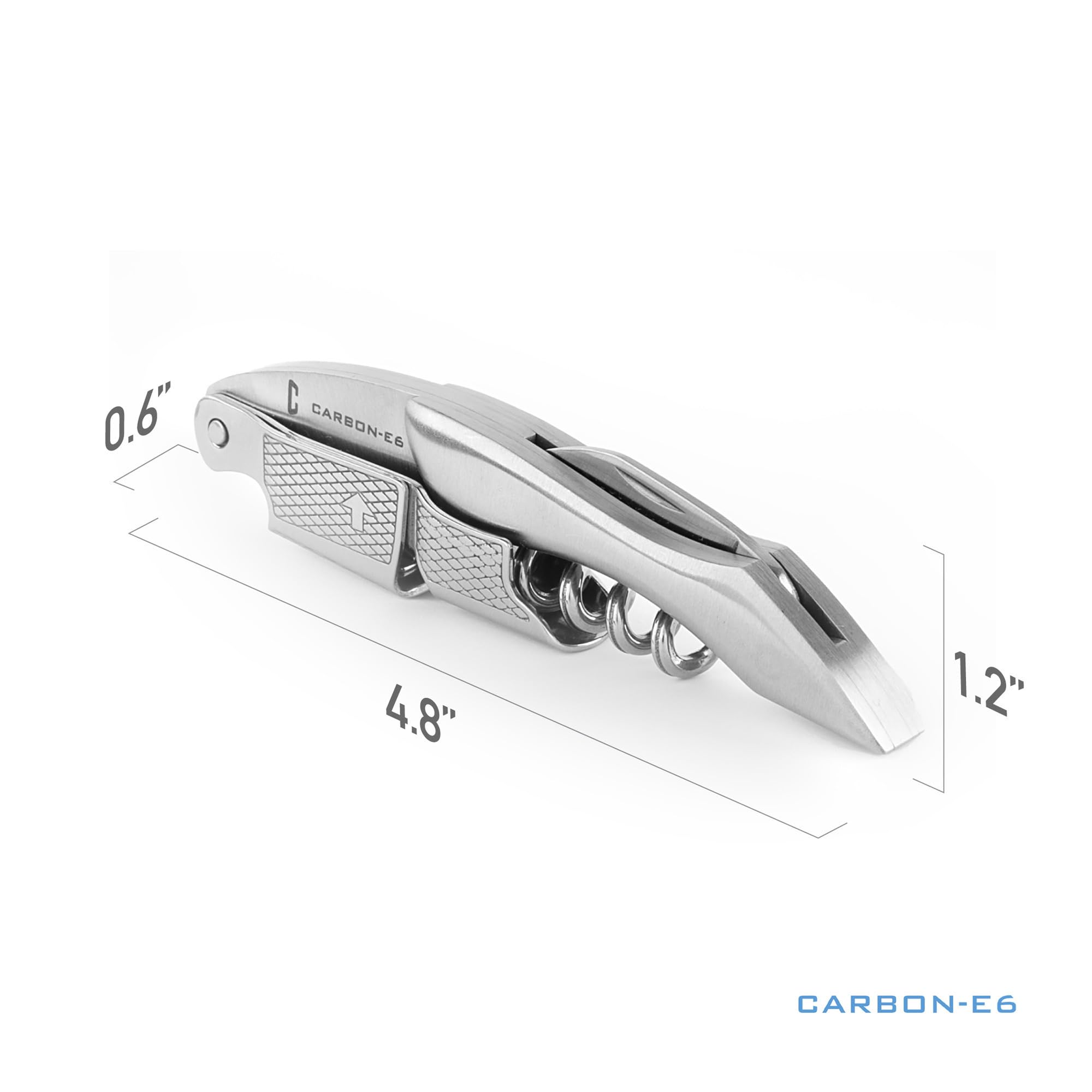 CARBON-E6 sacacorchos con cortador de foil integrado para cortes limpios.