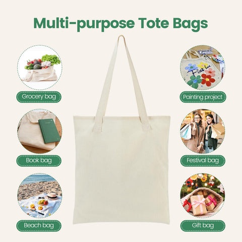 Carbrea tote de lona beige, perfecta para proyectos de creación y regalos.