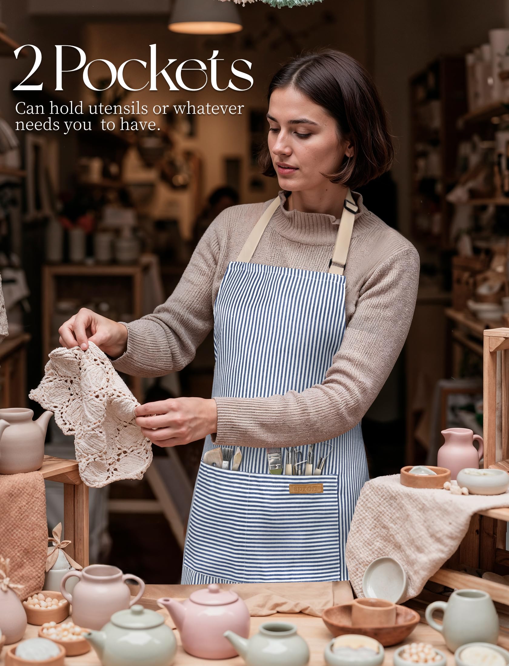 Cardkiss delantal cocina cobertura amplia para proteger la ropa al cocinar