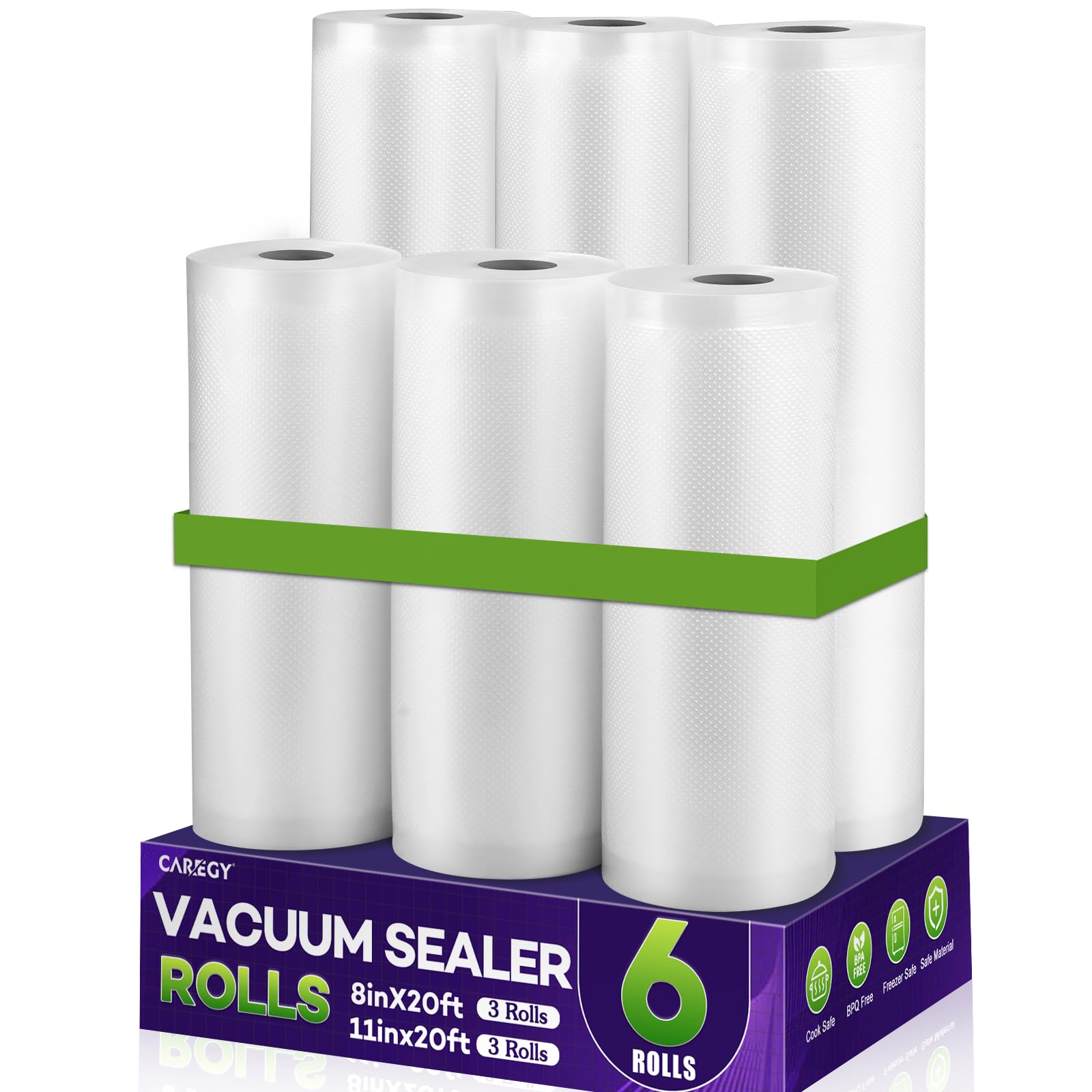 CAREgy rollos de sellado al vacío 8x20 para porciones frescas