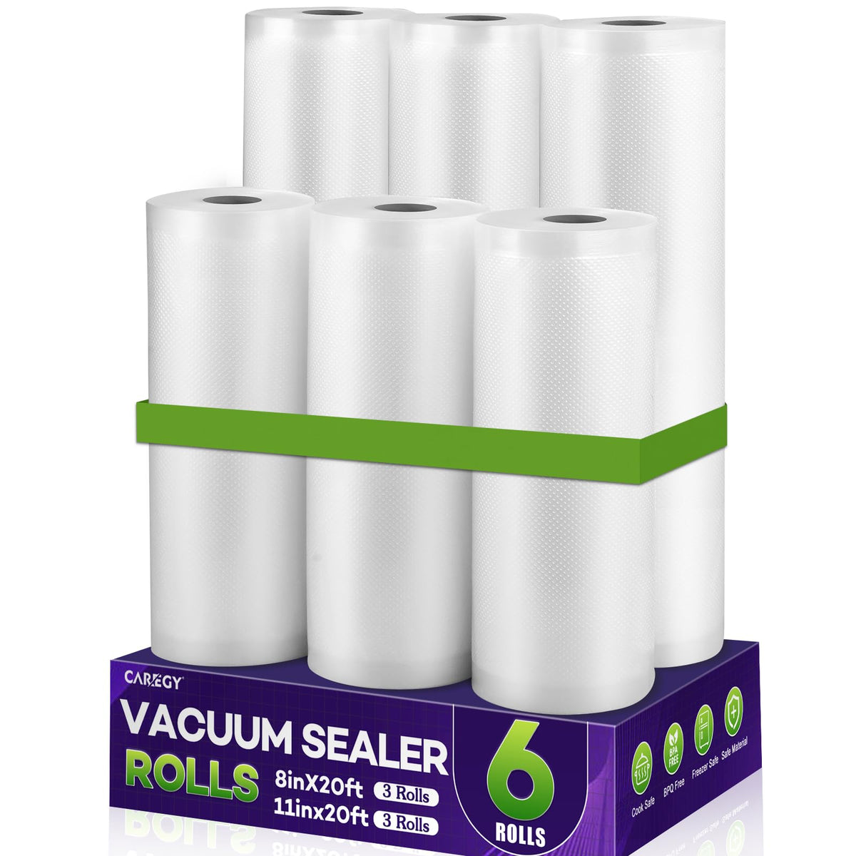 CAREgy rollos de sellado al vacío 8x20 para porciones frescas