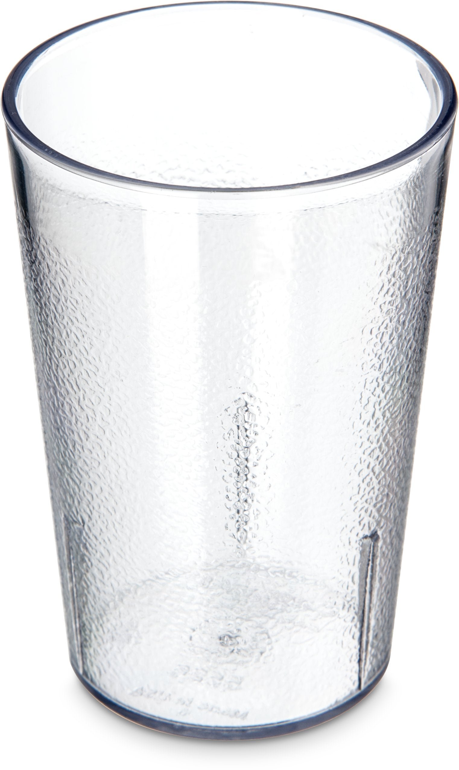 Vaso plástico 8 oz claro de Carlisle, apilable y duradero para servicio diario.