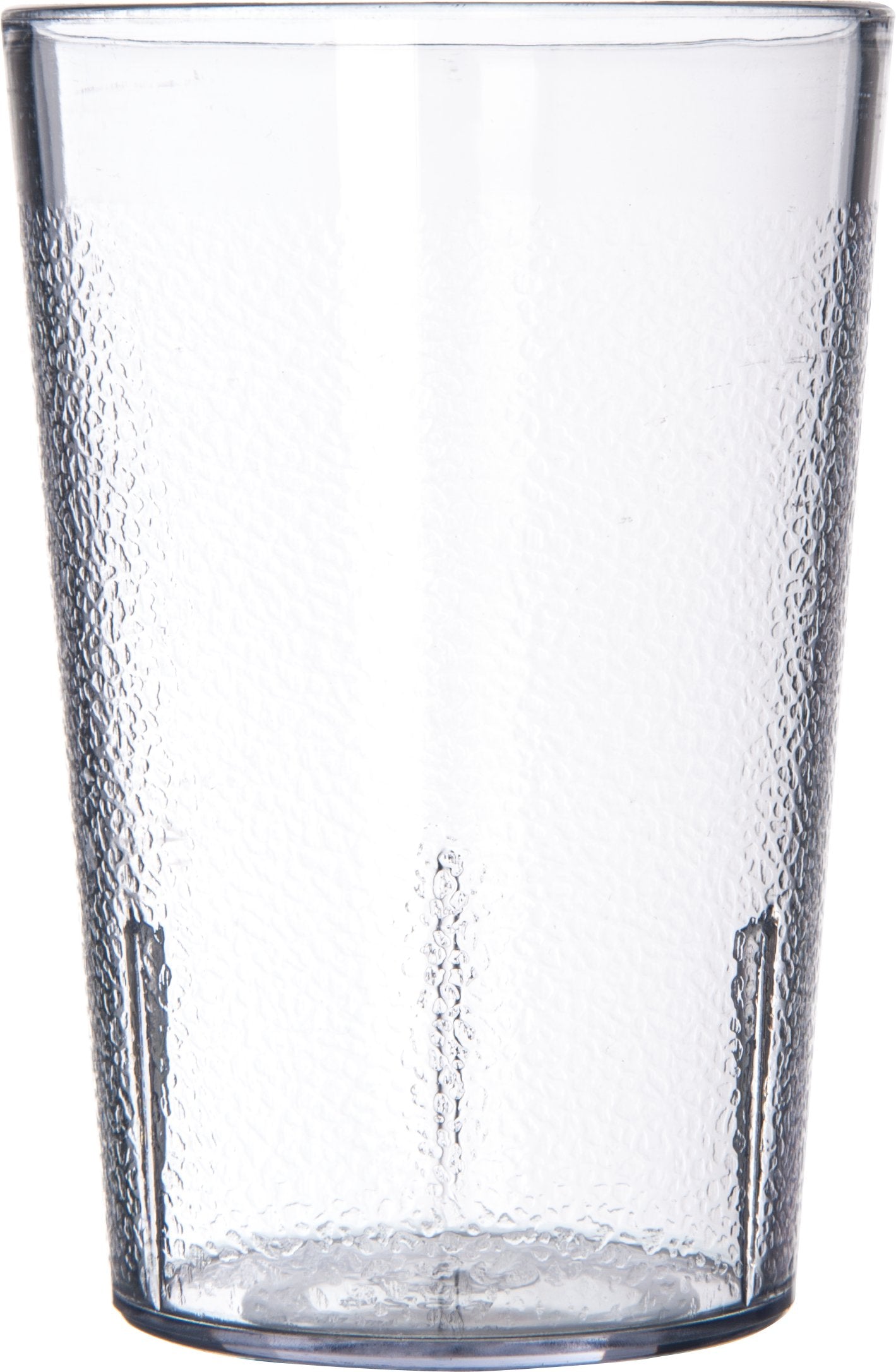 Vaso plástico apilable 8 oz claro para buffets y espacio reducido.