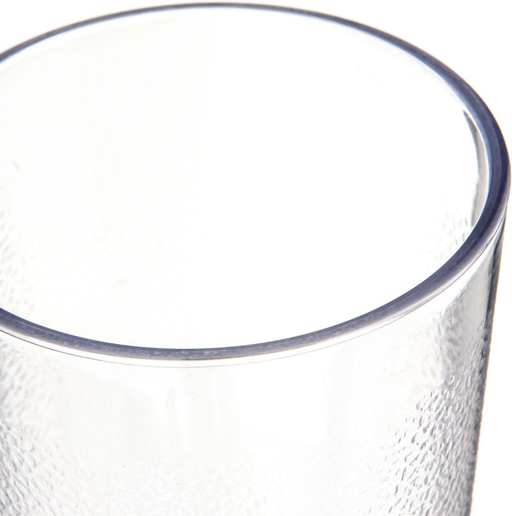 Vaso 8 oz claro de Carlisle, apto para lavavajillas.