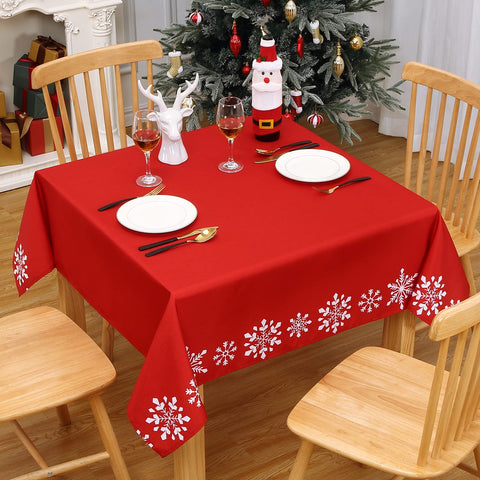 CAROMIO mantel navidad degradado rojo, efecto nieve que realza la mesa.
