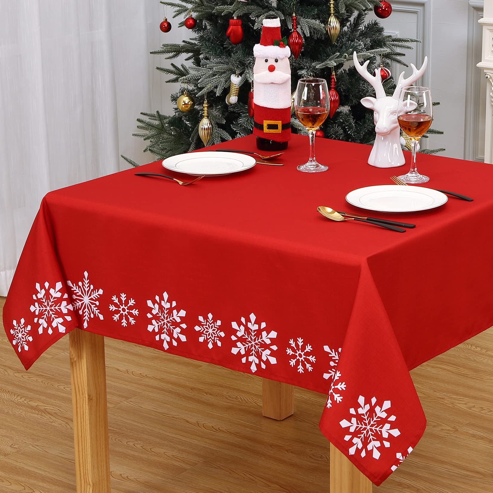 CAROMIO mantel navidad textura poliester, impermeable, fácil de limpiar tras derrames.