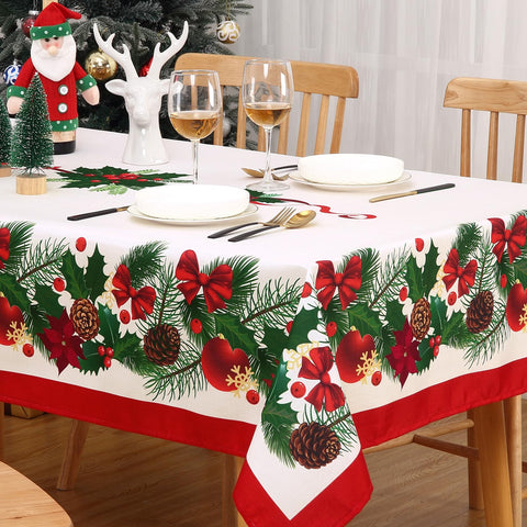 CAROMIO mantel navideño desplegado con acebo y bayas rojas para mesa festiva