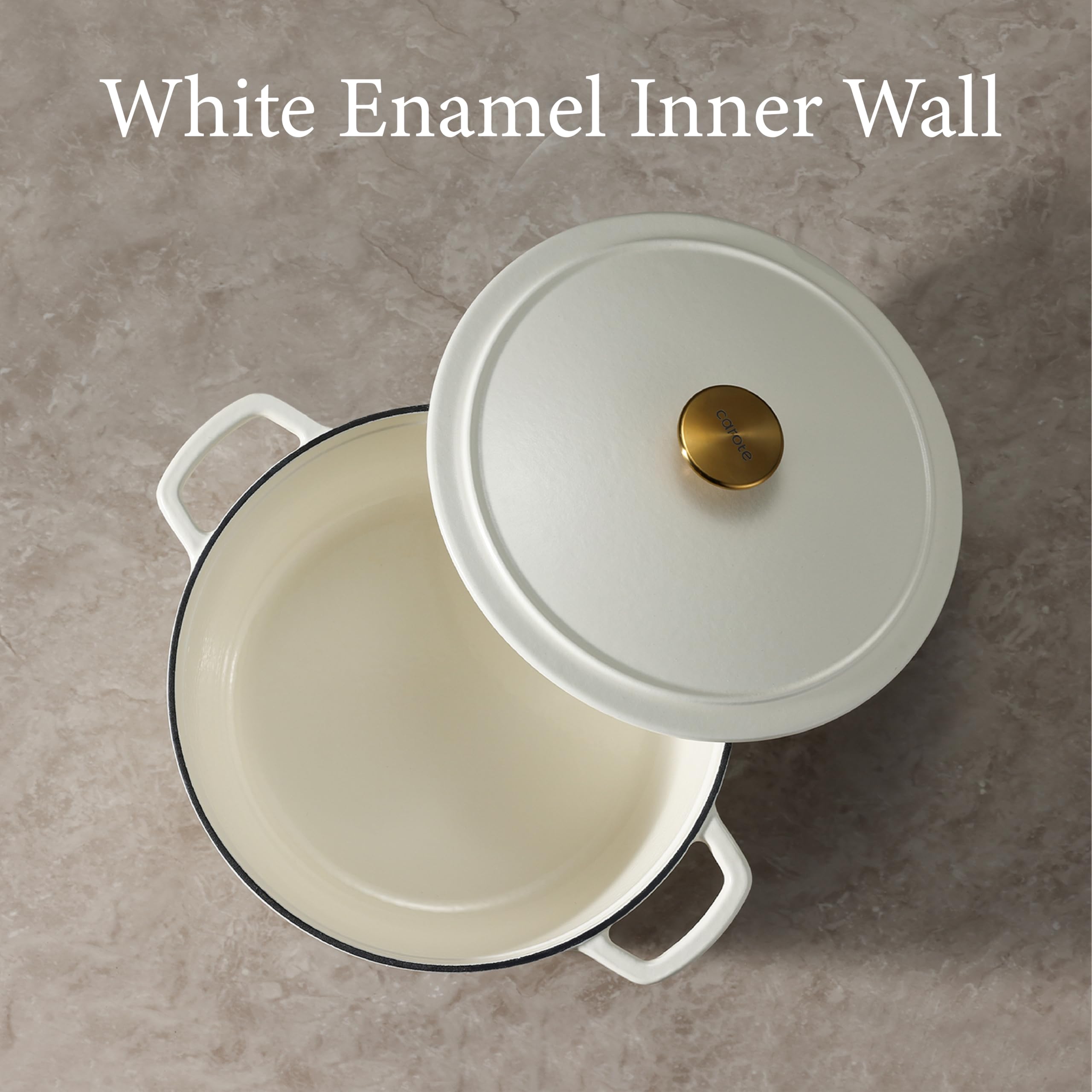 CAROTE 5QT interior de porcelana: superficie fácil de limpiar.
