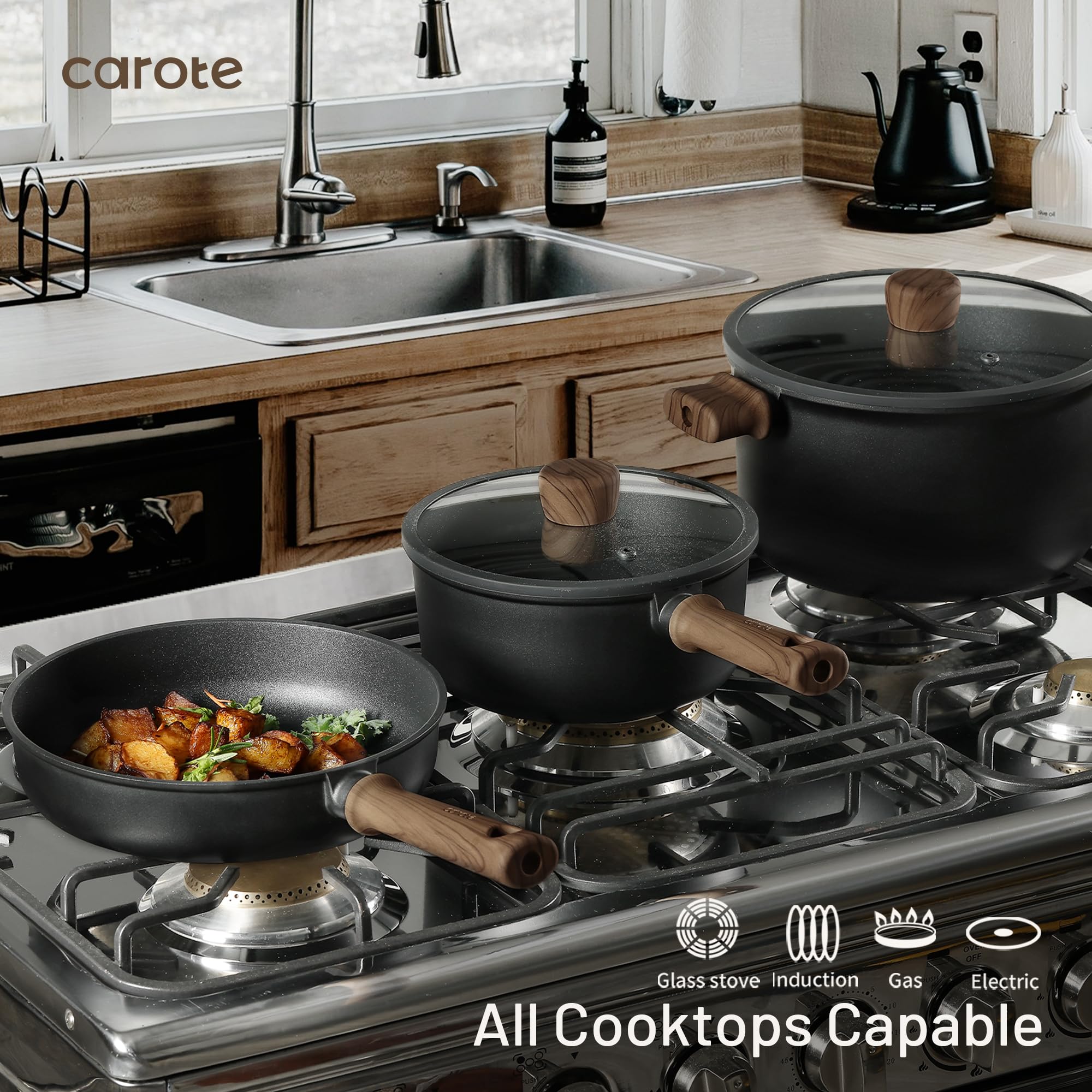CAROTE incluye utensilios y protectores para cocinar y almacenar.
