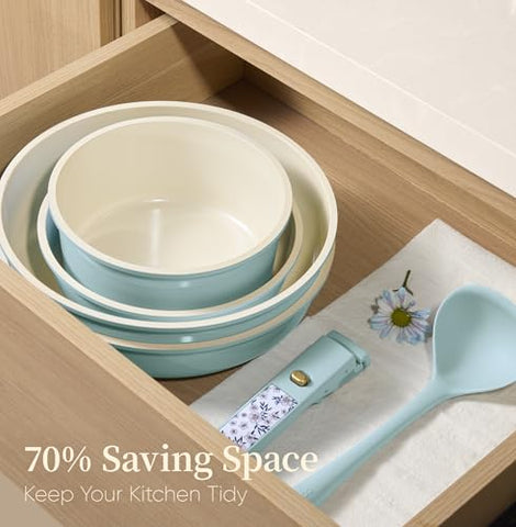 Asas desmontables para un manejo cómodo y seguro en la cocina.