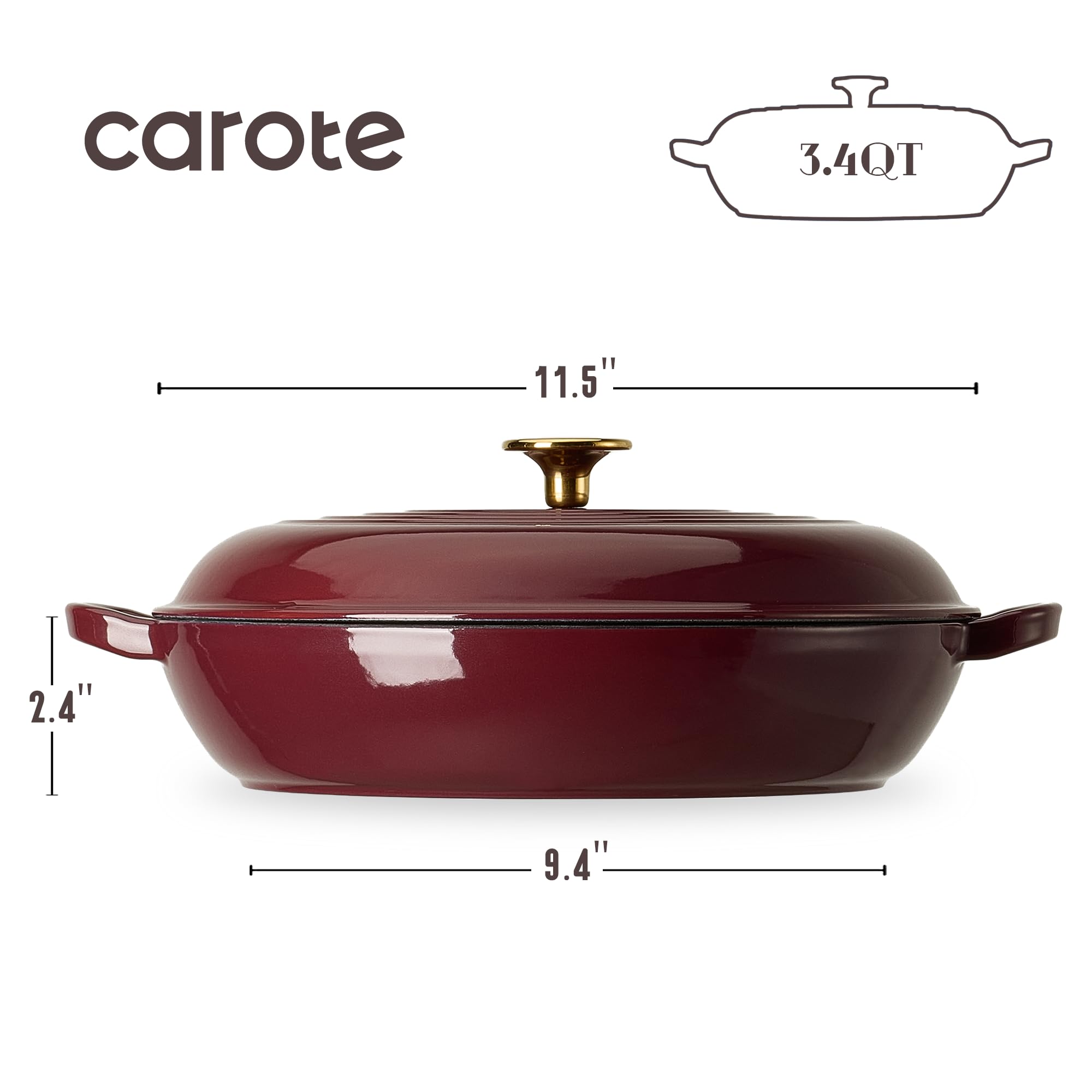 CAROTE asa doble ergonomicas facilitan mover la cazuela caliente