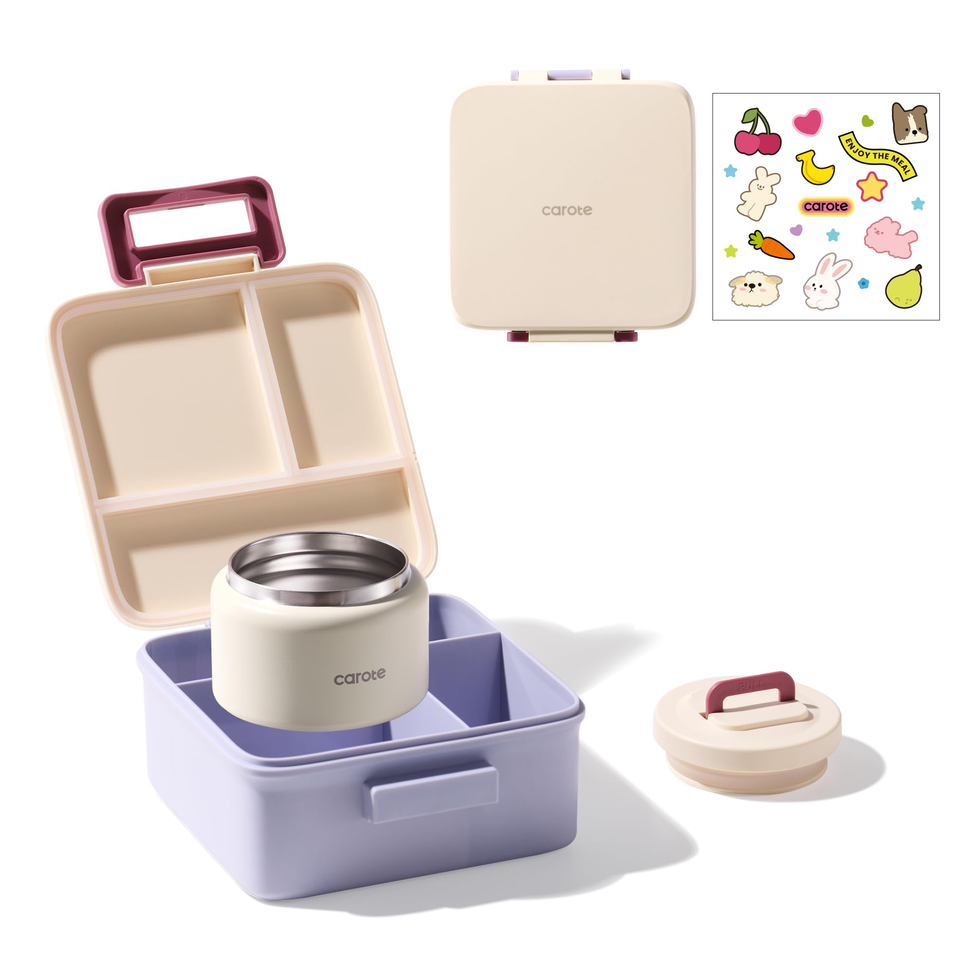 CAROTE bento infantil con compartimentos para meriendas escolares.