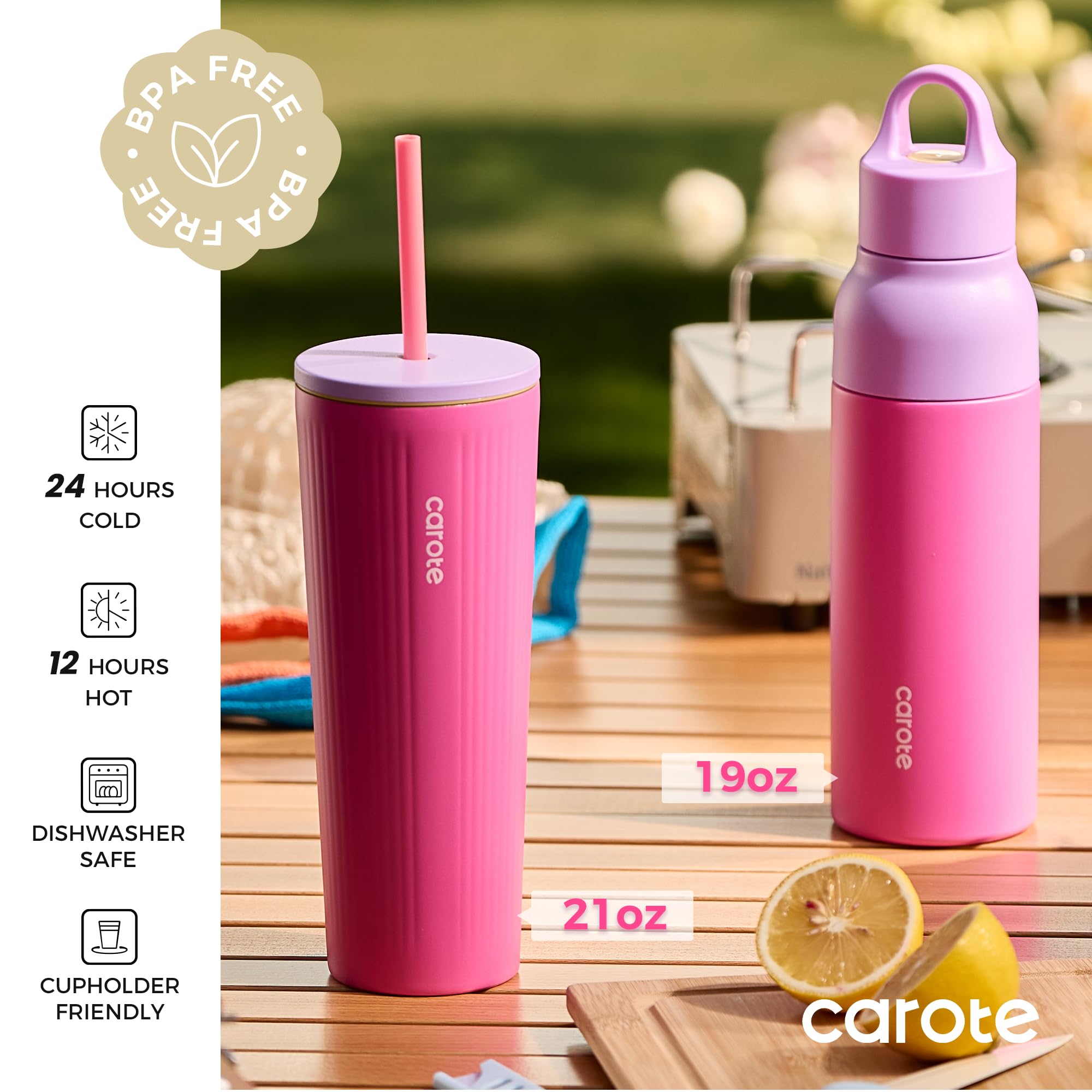 CAROTE botella 19oz con filtro antihielo para conservar hielo al beber.