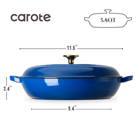 CAROTE braiser enamegado, tapa y mango doble para transporte seguro