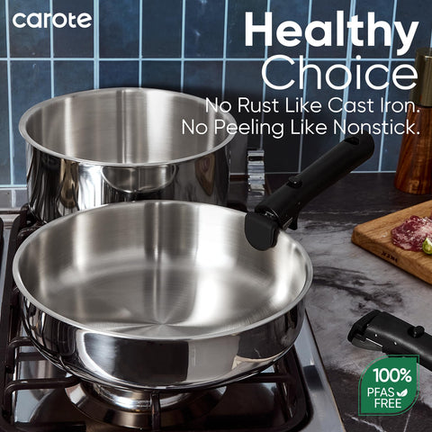 CAROTE cacerola de 6 qt con tapa universal para guisos grandes.