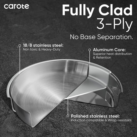 CAROTE cazo 2.5 qt con tapa, perfecto para salsas y caldos.