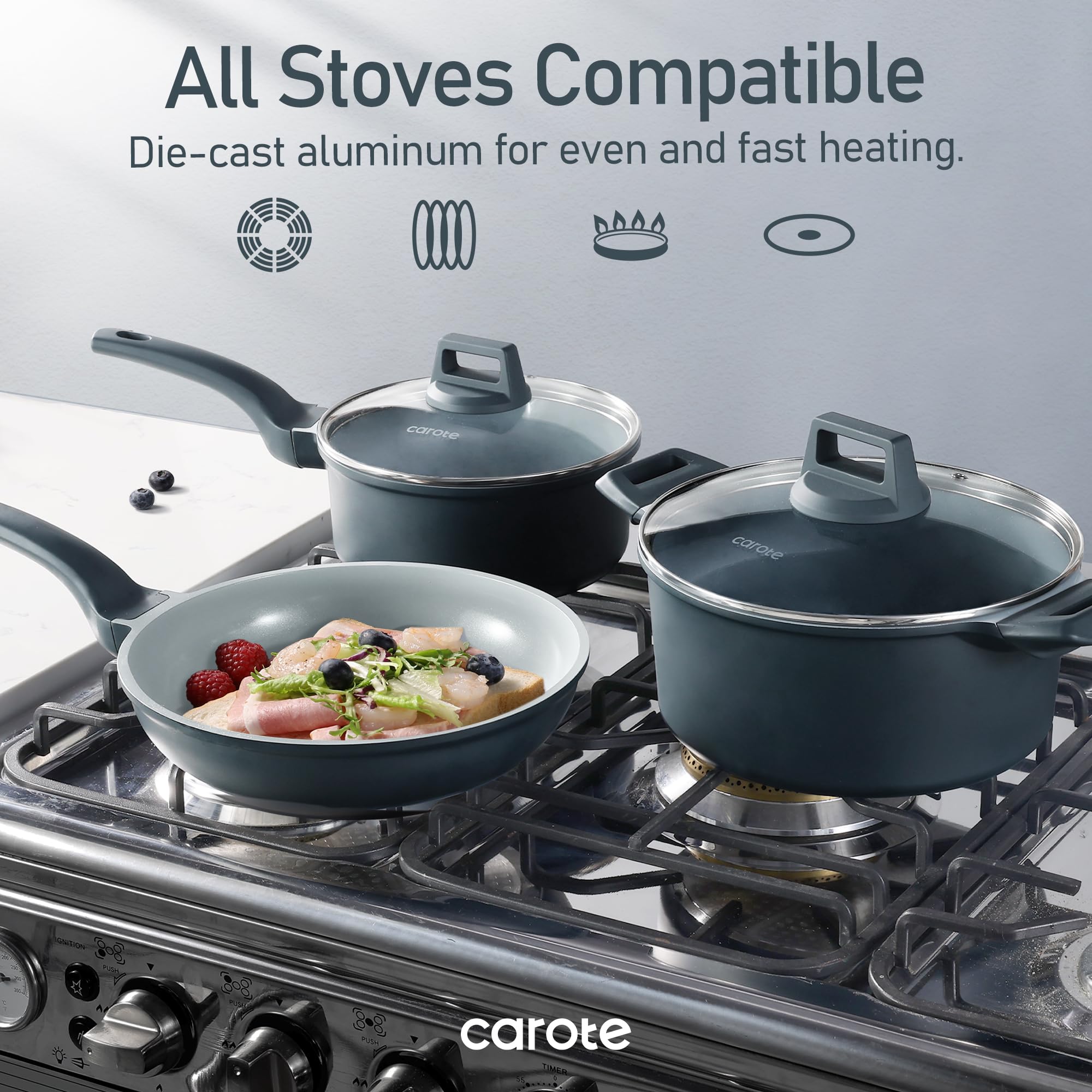 CAROTE cazo 2qt con tapa para hervir y calentar de forma estable