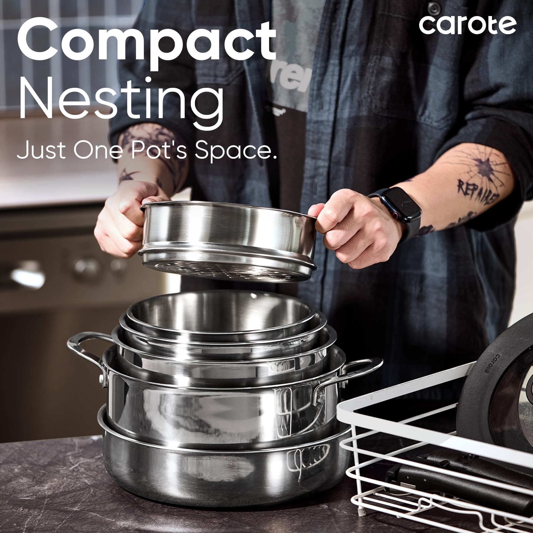 CAROTE cazo 4.2 qt con tapa para guisos y preparaciones grandes.