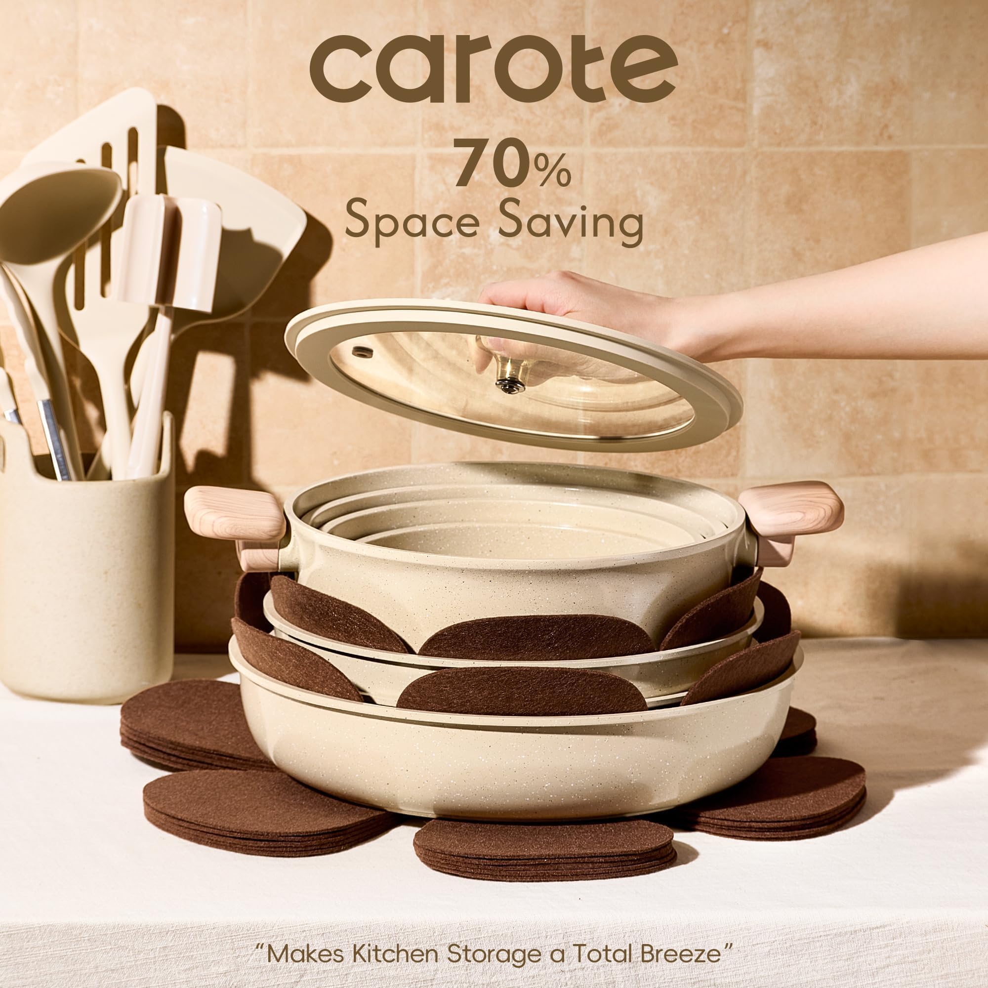 CAROTE set apto para inducción, compatible con cocinas modernas.