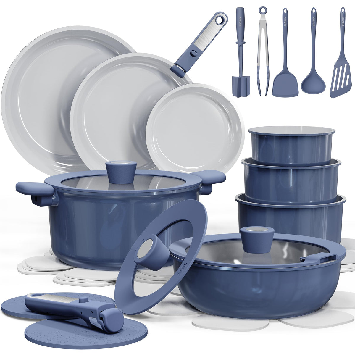 CAROTE conjunto cazuelas cerámicas con recubrimiento antiadherente para cocinar con menos aceite.
