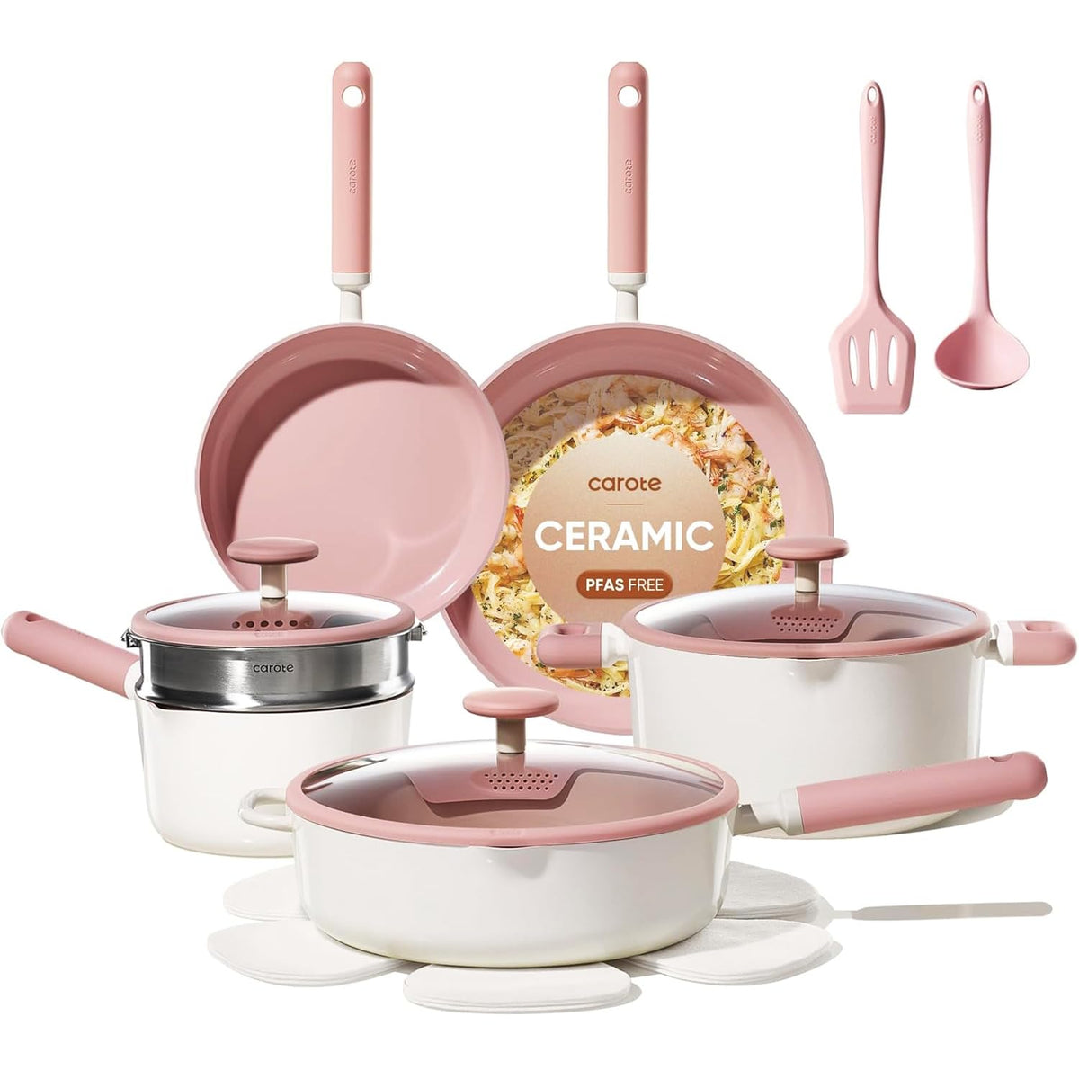 Conjunto CAROTE de ollas cerámicas antiadherentes para cocinar con facilidad y limpieza.