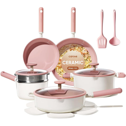 Conjunto CAROTE de ollas cerámicas antiadherentes para cocinar con facilidad y limpieza.