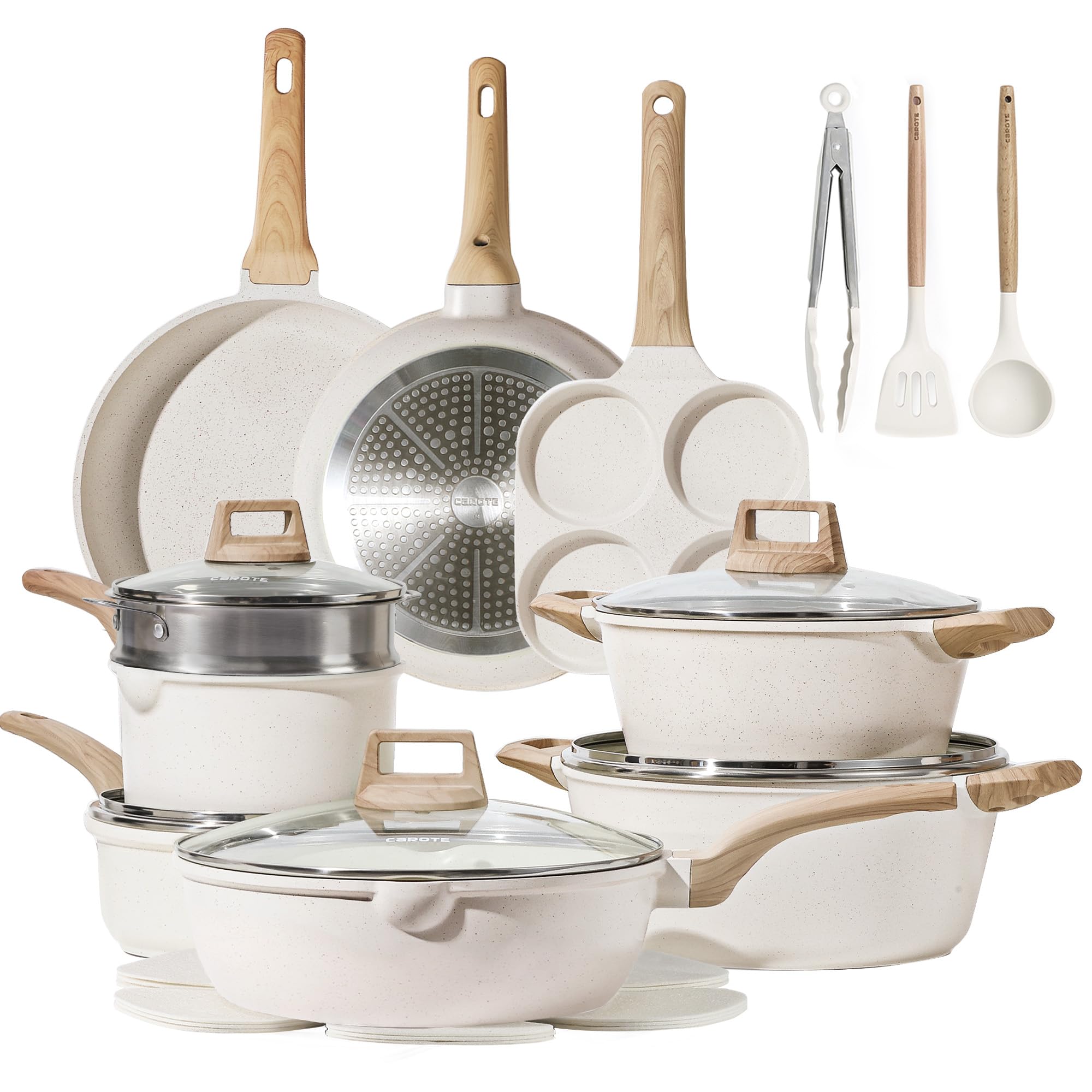 CAROTE conjunto 21 piezas completo con antiadherente de granito para cocinar con facilidad