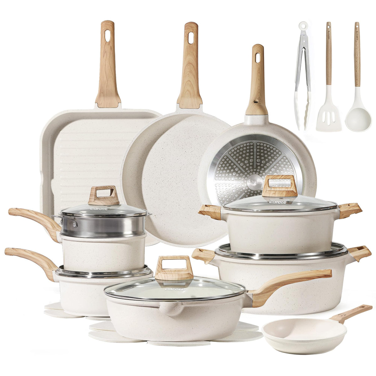 Conjunto CAROTE antiadherente de ollas y sartenes para cocinar con comodidad